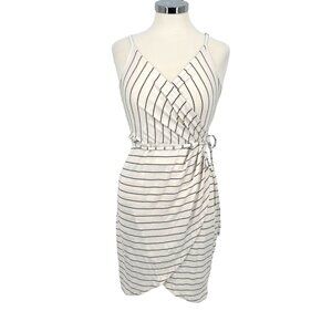 41 Hawthorn Striped Wrap Dress Ivory Black Size Small Petite NWT